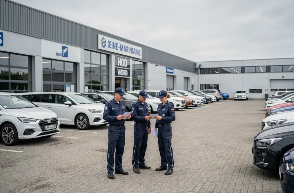 Équipe de Grancher Automobiles devant le complexe multi-sites de carrosserie en Seine-Maritime